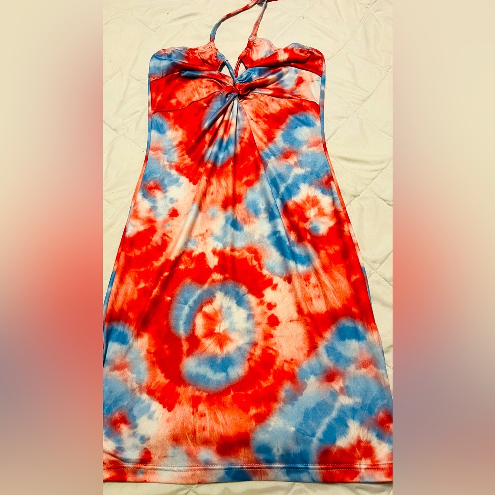 New Bohemian Tie Dye Sexy BodyCon Sundress Women’s Small Hippie Dress SHEIN